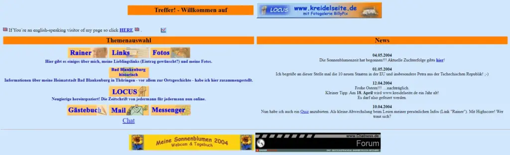Screenshot von kreidelseite.de aus dem Jahr 2004